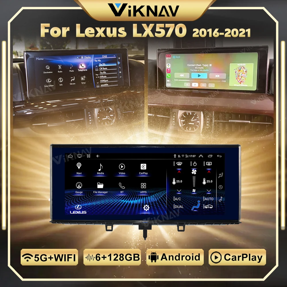 

12.3 Inch Car Stereo Radio For Lexus LX570 2016-2021 Multimedia Video Player GPS Navigation CarPlay BT Blu-ray Screen 6G+128GB