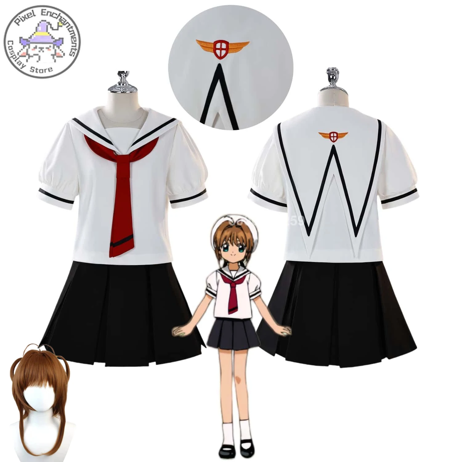 

Anime Sakura Kinomoto Cosplay Role Playing Costume School Summer Uniform White JK Suits for Women Adult ComicCon Halloween Party