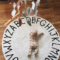 Cartoon Alphabet Children's Carpet Fluffy Soft Baby Crawling Mat Nordic Style Bedroom Decor Plush Rug Home Round Washable Rugs