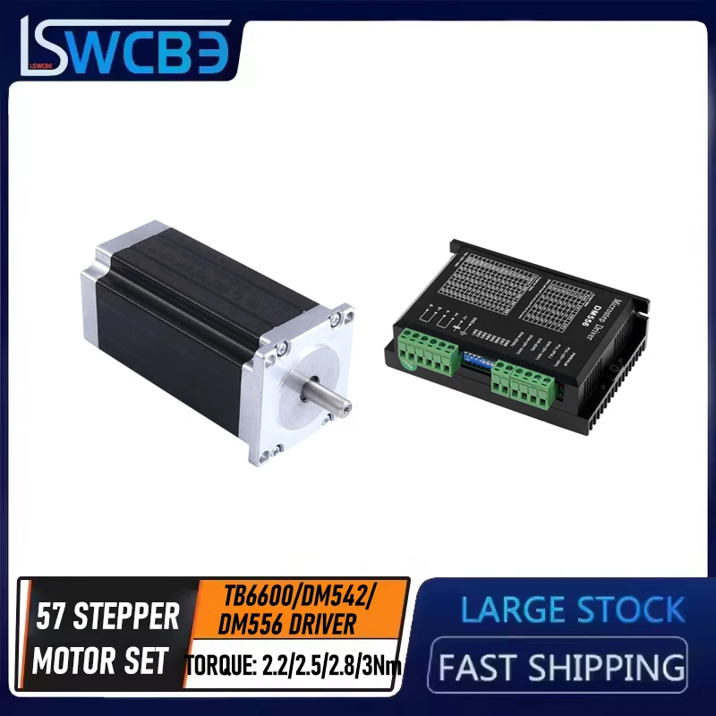 Nema23 Stepper Motor Driver Set DM542/DM556/TB6600 Driver 2.2/2.5/2.8/3N.m Single Output Shaft Diameter 8mm