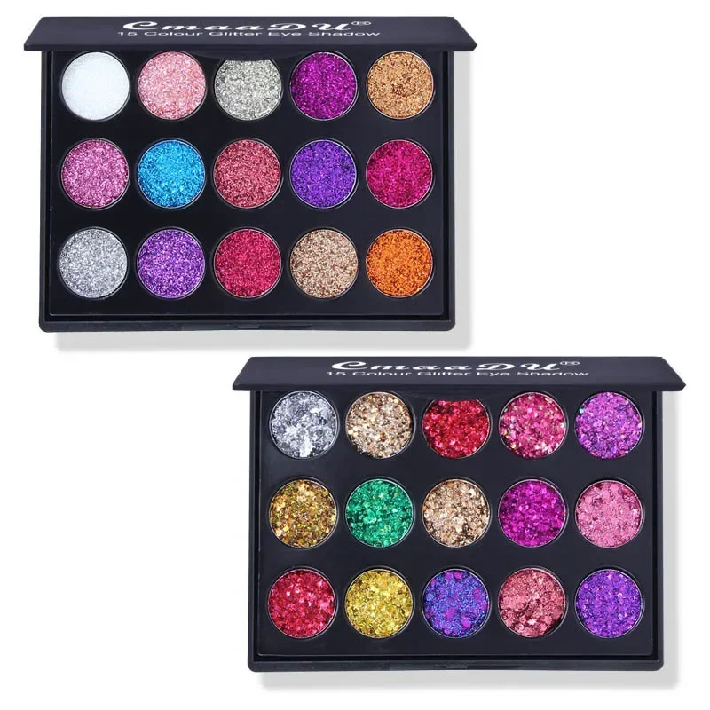 Paleta de sombra de ojos con purpurina de 15 colores, pigmento, paleta de Maquillaje de ojos profesional, paleta de sombra de ojos de maquillaje de larga duración