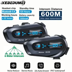 V5.4 Motorcycle Helmet Intercom 600M Half Duplex Interphone Communicator 1000mah Waterproof GPS Bluetooth Headset Waterproof
