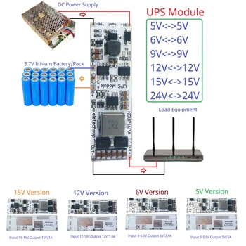 Module UPS 3A 5V 6V 9V 12V 15V 24V 15W 3.7V 4.2V, batterie au Lithium li-on li-po, carte de Charge et de décharge pour routeur réseau WIFI