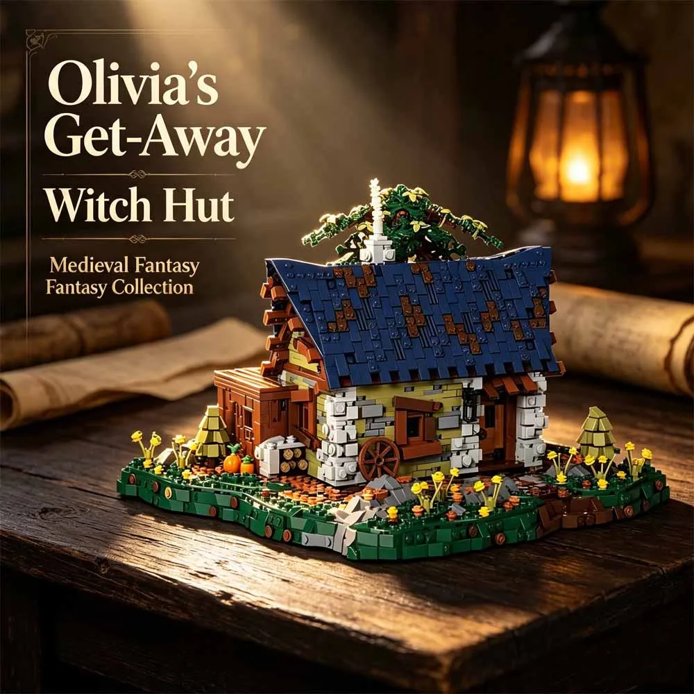 MOC Olivia's Get‑Away Witch Hut Building Blocks Set Medieval Fantasy Cottage Creative Model Kit Adult Toy Desktop Gift 3174pcs