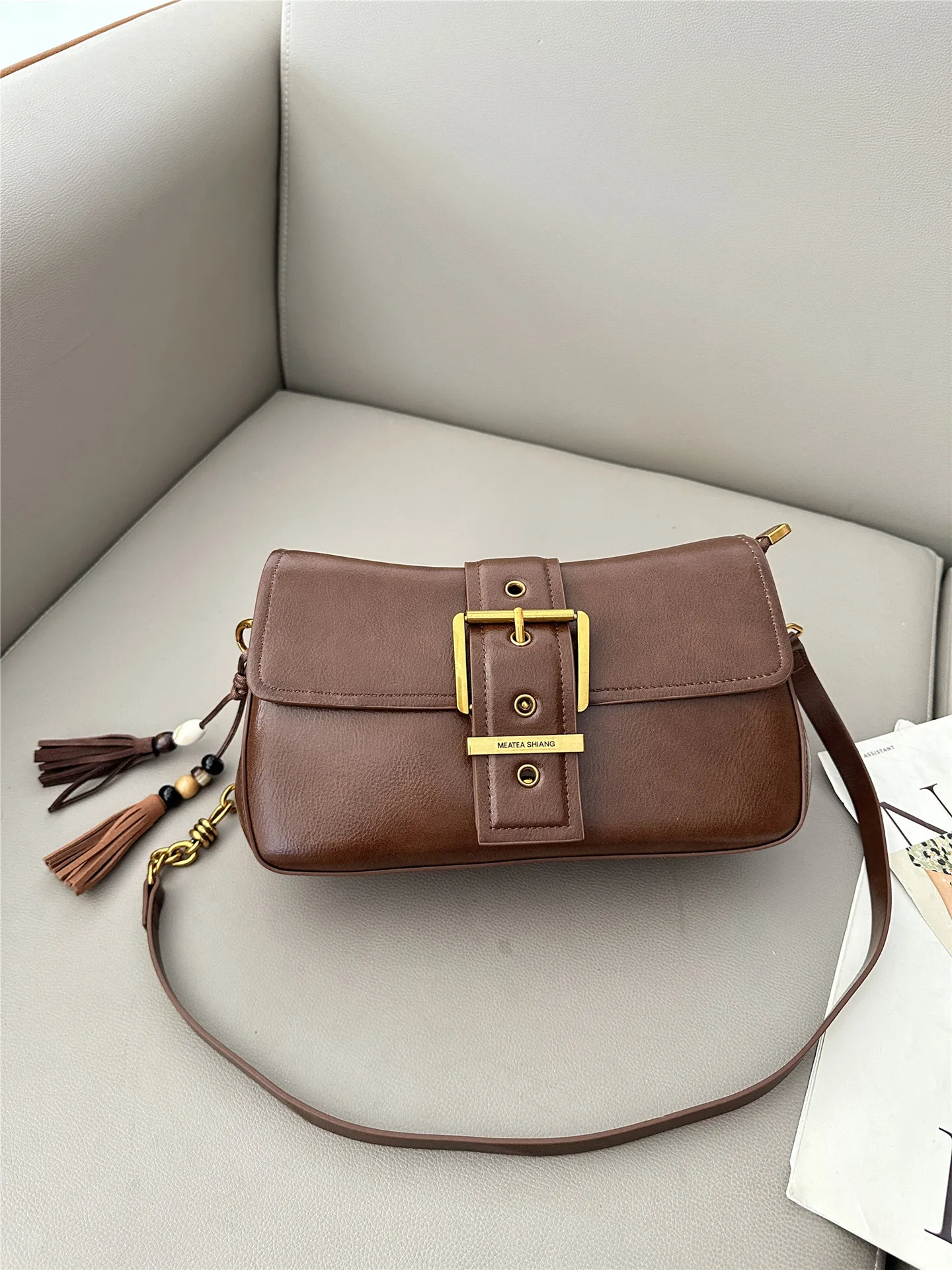 

Ретро-сумка из вощеной кожи для повседневного использования, женская сумка через плечо, сумка-полумесяц, модная корейская стильная сумка