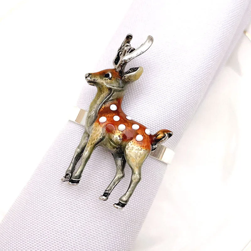 

12pcs/lot Simulation fawn napkin buckle alloy napkin link day party decoration napkin ring