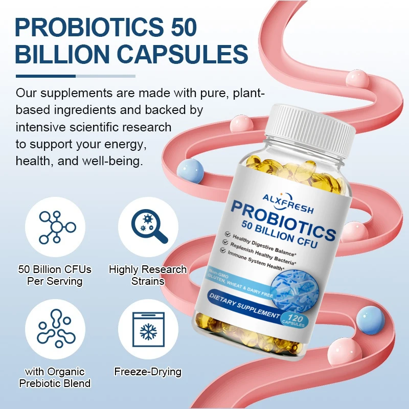 Probiotic Capsules Supplement Improves Digestion and Relieves Bloating and Constipation Good for Gut Health Mood and Relaxation