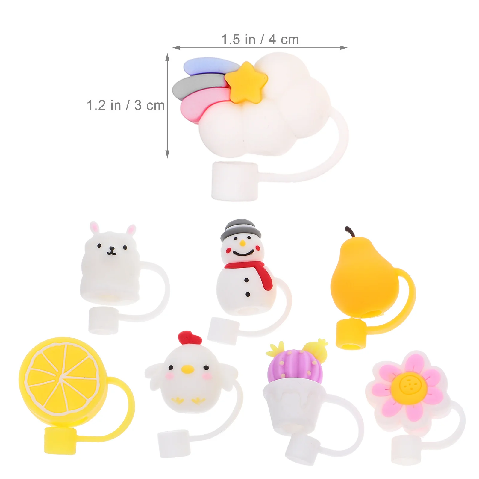 8 قطعة لطيف سيليكون القش يغطي محكم سبلاش برهان للخارجية حفلة نزهة قابلة لإعادة الاستخدام شرب القش نصائح ديكور #5