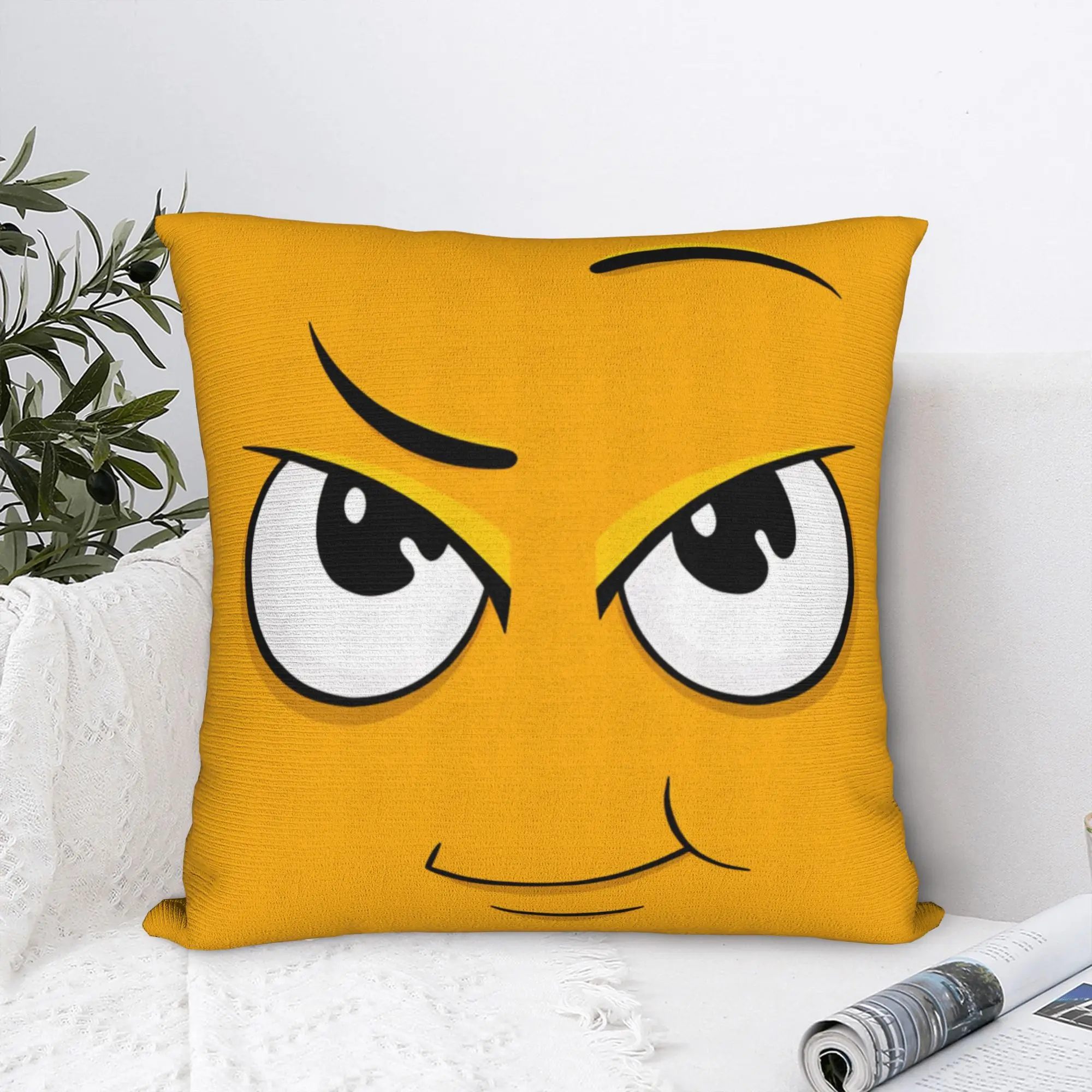 Cartoon Face Meme With Eyes And Eyebrows Pillow Case  Retro Trendy Pillow Cover Design Pillowcases For Living Room Chair