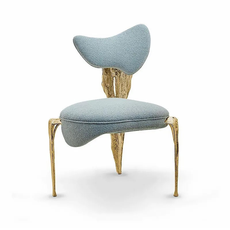 *Contemporary Luxury Copper Dining Chair - High - End Brass, Leisure for Home or Villa Living Room, with Comfortable Backrest
