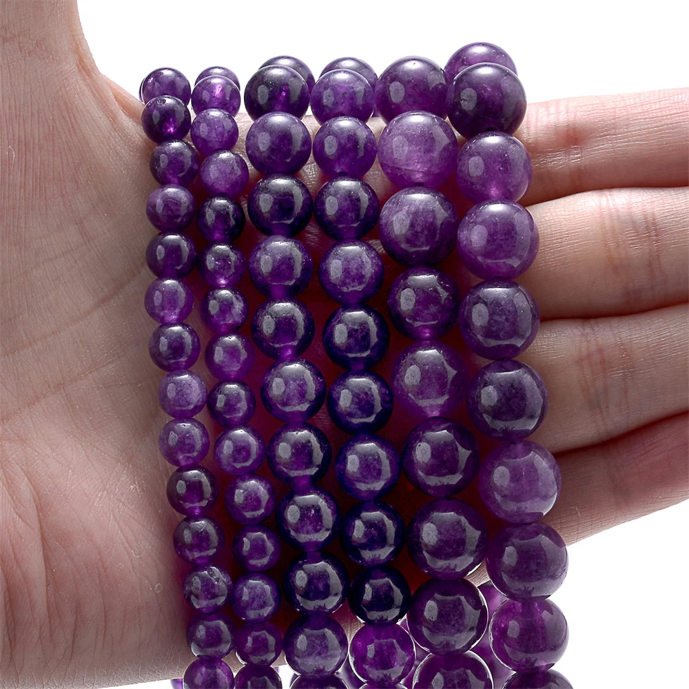 Natural Stone Beads Amethyst Round Loose Spacer Beads for Jewelry Making DIY Charms Bracelet Necklace Accessories  6 8 10mm