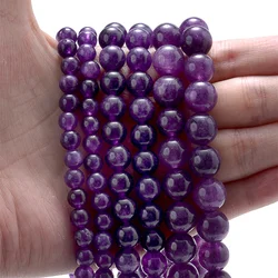 Natural Stone Beads Amethyst Round Loose Spacer Beads for Jewelry Making DIY Charms Bracelet Necklace Accessories 6 8 10mm