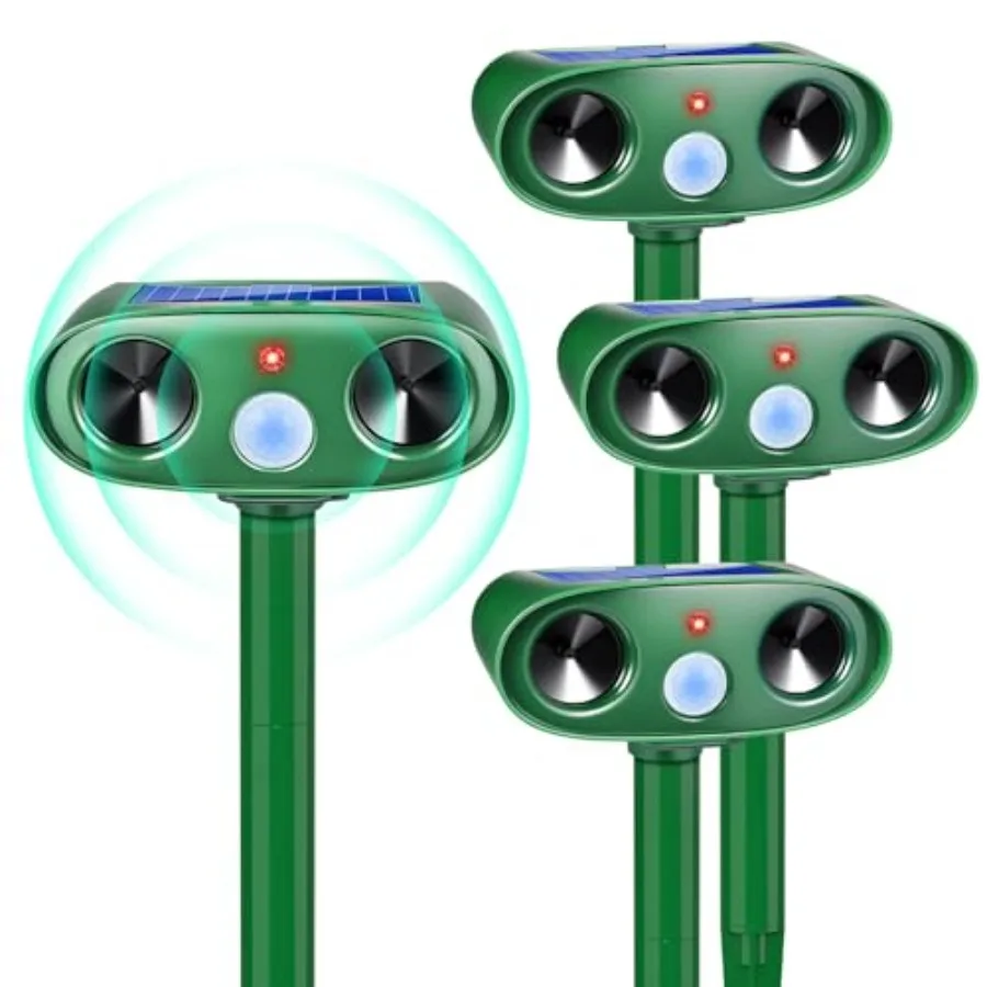 

Ultrasonic Solar Animal Repellent for Outdoor Use, ABS Plastic, Black, Motion-Activated Cat Deterrent with Weatherproof Design