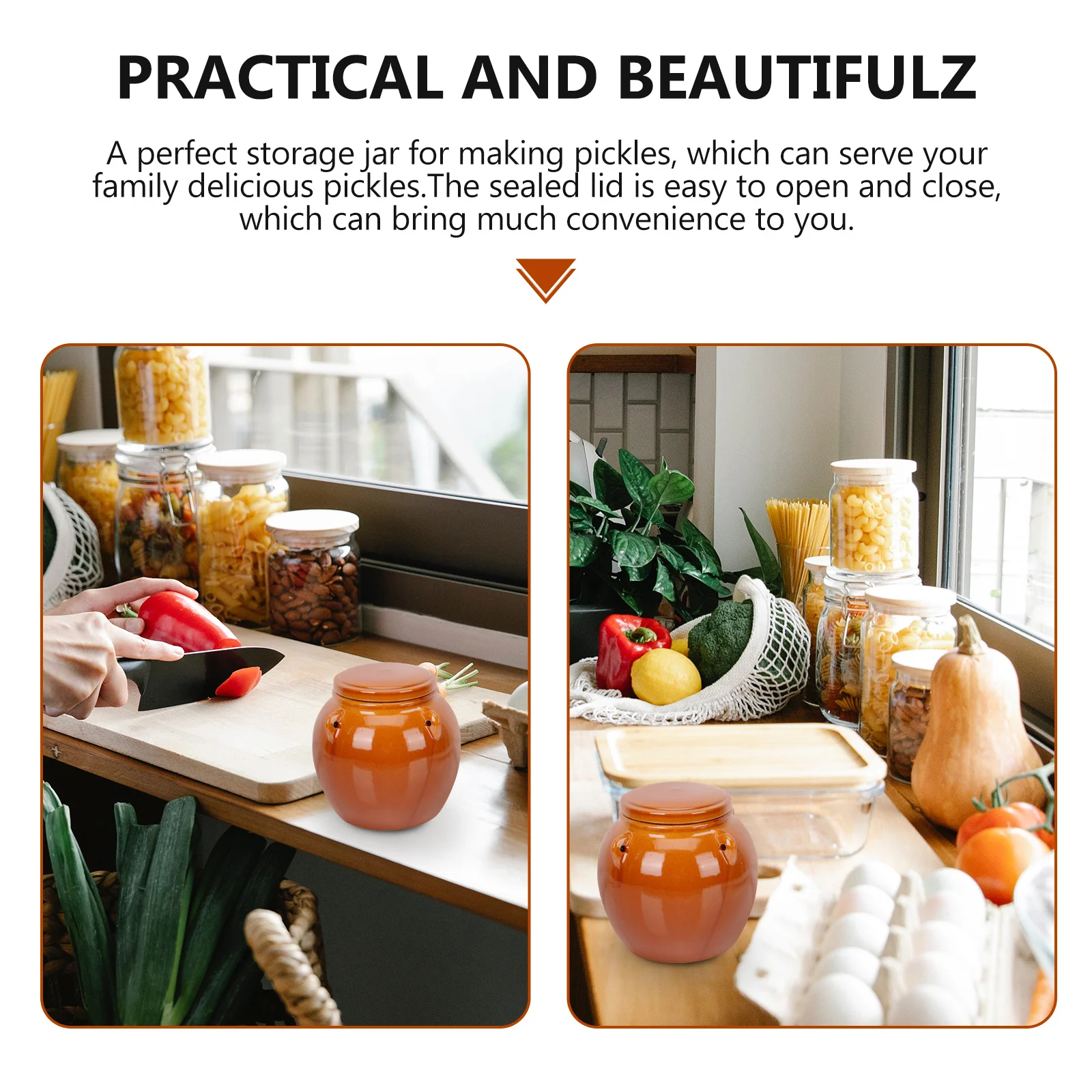 

Ceramic Pickle Jar Foodgrainsstoragetank Retrofoodjar Durableceramic Easytoclean Noburrs Compactdesign Kitchenessential