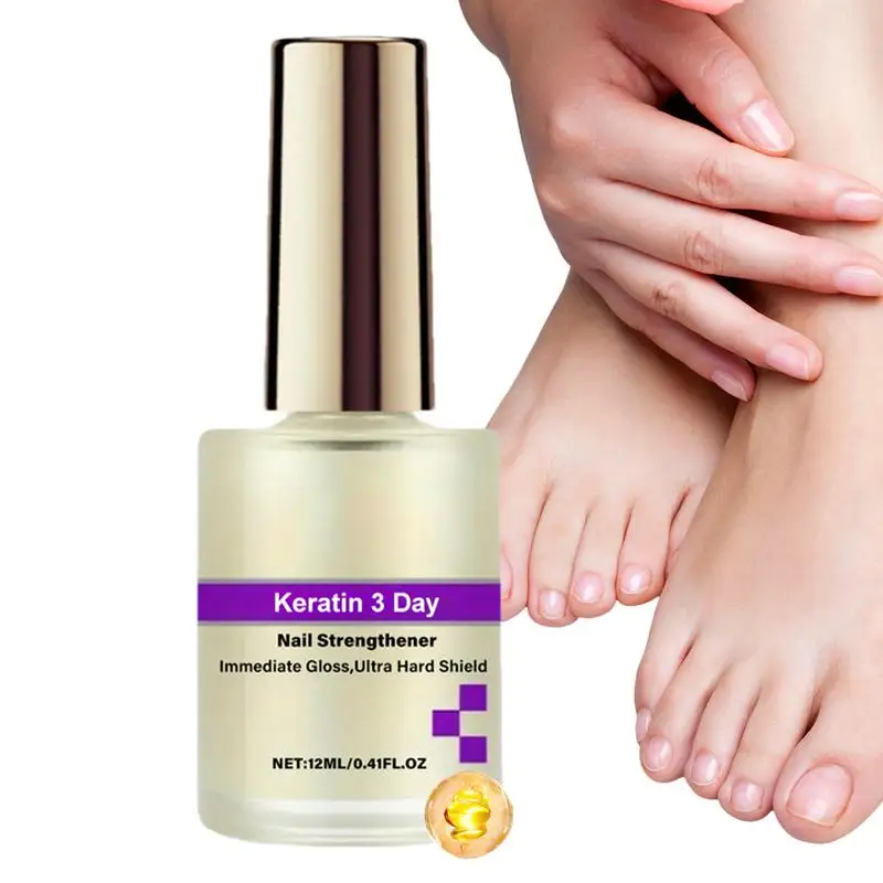 Keratin 3 Day Nail Growth Vitamin C Nail Hardener 12ML Ultra Hard Strengthener for Repair Damaged Nail Cuticle Polish