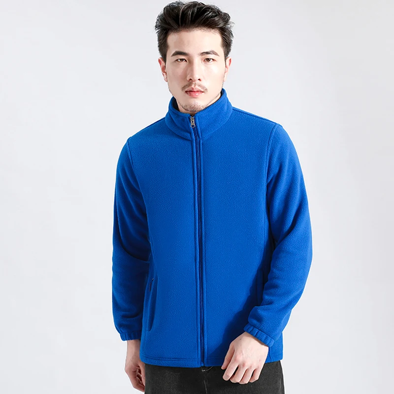 New Men'S Autumn And Winter Outdoor Sports Polar Fleece Coat Thickened Warm And Casual Fashionable Stand Up Cardigan Jacket