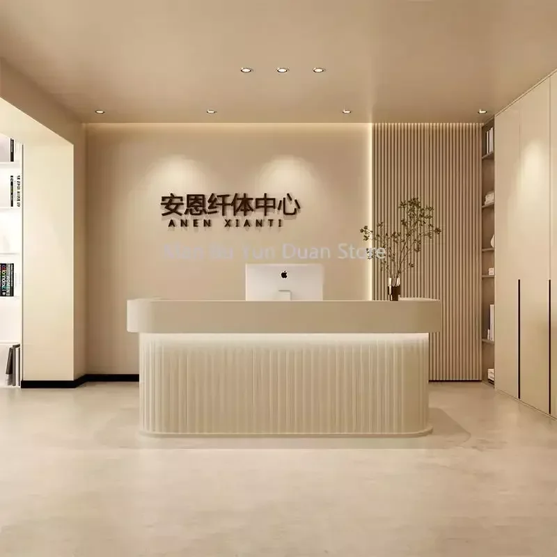 Beauty Institute Counter Furniture For Hairdressing Reception Aesthetic Receptionist Front Desk Salon Stores Barber Shop Service