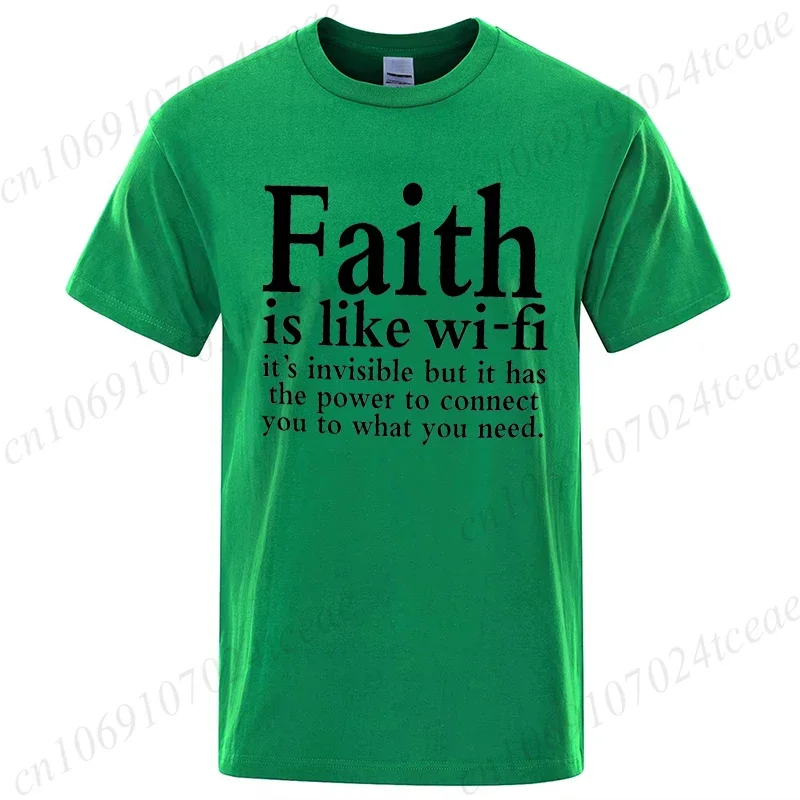 الرجال الشارع ارتداء الإيمان مثل واي فاي الله يسوع الدينية المسيحية تي شيرتات عجيبة قصيرة الأكمام الشارع الشهير الصيف تي شيرت الرجال