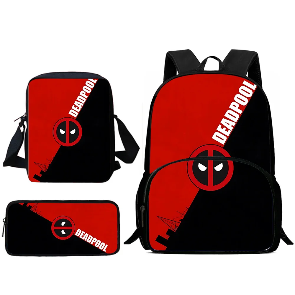 Child Superhero Deadpools Backpacks Shoulder Bag Pencil Case Pupil Large Capacity School Bags for Boys Girls Best Gift