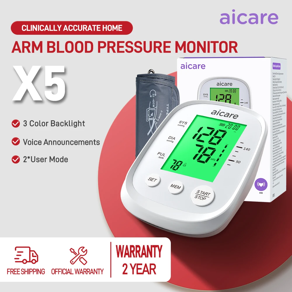 Aicare автоматический цифровой монитор артериального давления на плечо, инструмент для измерения ЖК-дисплея с подсветкой, 3 цвета, цифровой сфигмоманометр, монитор Aicare автоматический цифровой монитор артериального давления на плечо, инструмент для измерения ЖК-дисплея с подсветкой, 3 цвета, цифровой сфигмоманометр, монитор