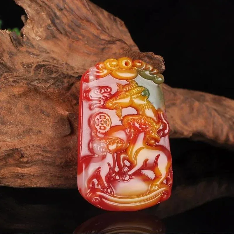 

Natural Color Hand-carved Zodiac Goat Jade Pendant Fashion Boutique Jewelry Men and Women Sanyang Kaitai Gift Accessories
