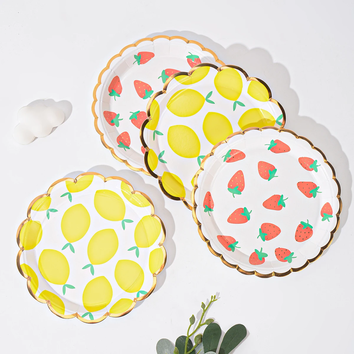 Summer Strawberry Lemon Theme Disposable Tableware Children's Birthday Decoration Paper Plates Napkins Baby Shower