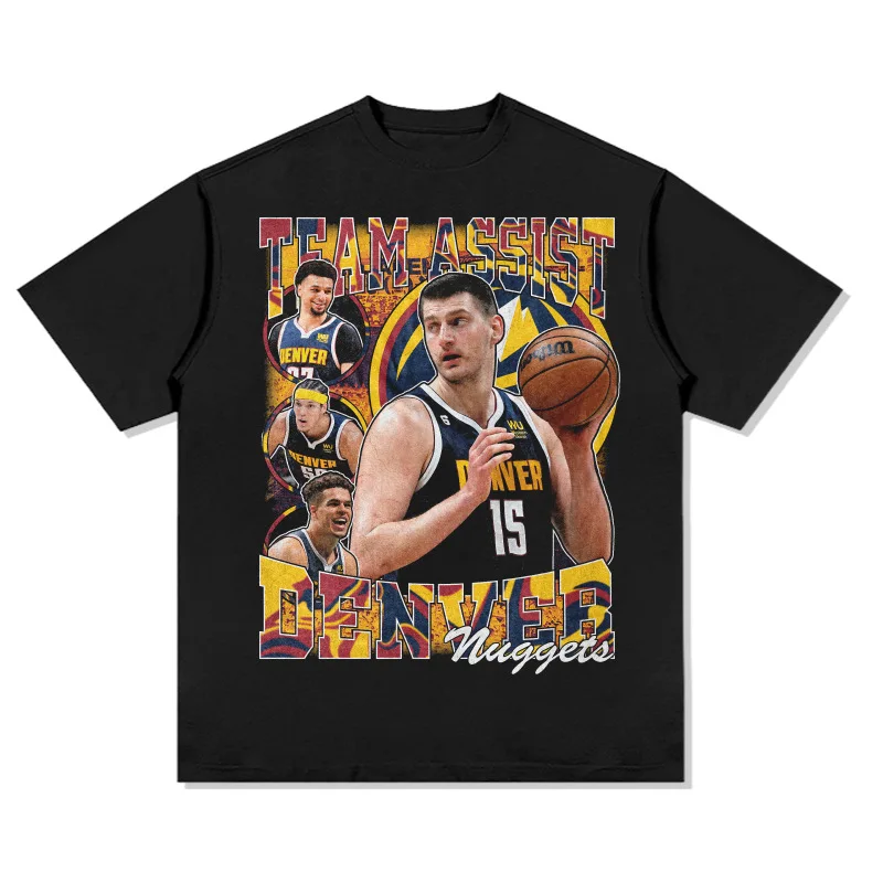 Summer Kids/Mens Denver Nikola Jokic Print Unisex Cotton T-shirt Sports Top basketball fans Tees Short Sleeve Top