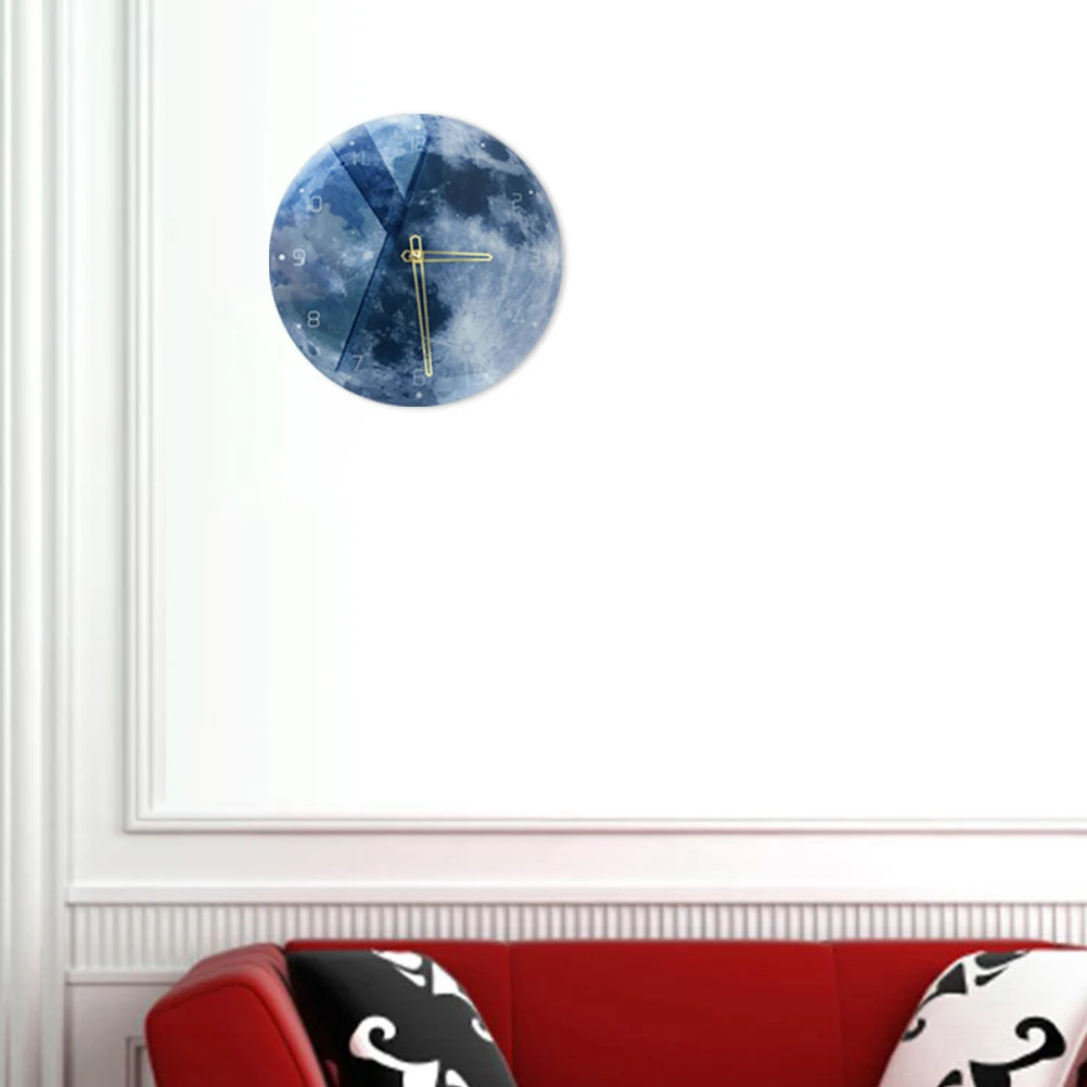 

Marble Clock Decor Creative Moon Shaped Silent Bedroom Living Wall Decor For Living Room Room Study Office High Precision