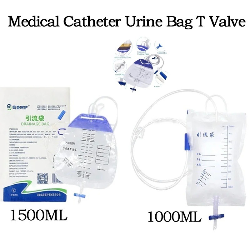 5Pcs Anti-reflux Urine Collection Bag Peritoneal Drainage Bag Collection Urine Bag Urinary  Sterile 1500/1000ML