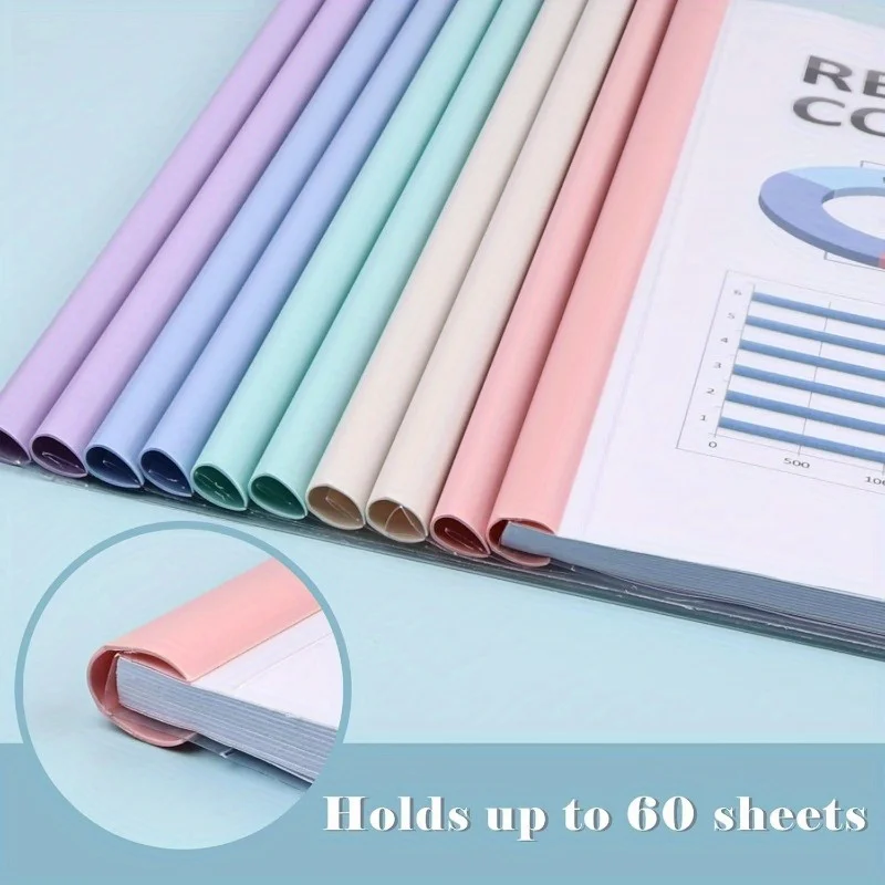 Cartella portadocumenti impermeabile resistente da 10 pezzi A4 Copertine trasparenti Raccoglitori scorrevoli Raccoglitore di carta Clip Raccoglitore a fogli mobili Archiviazione