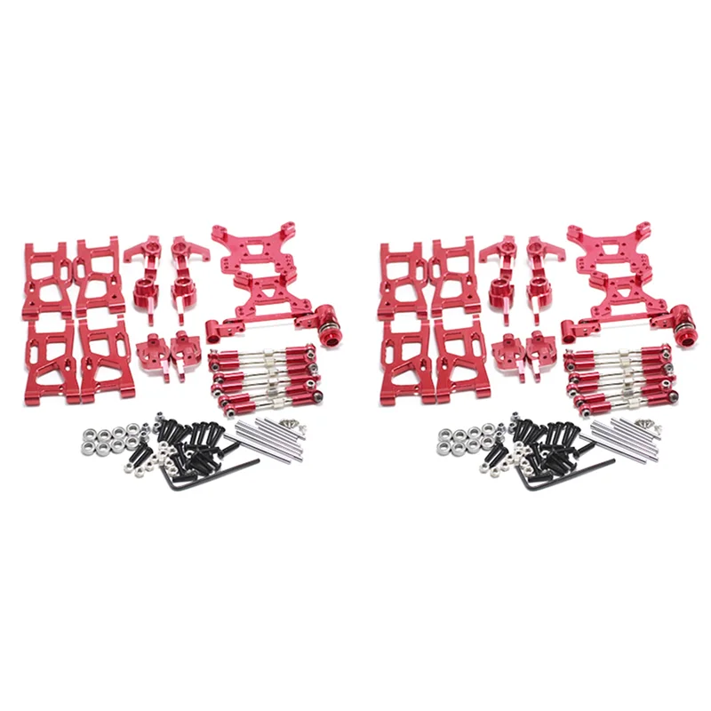

B68C, 2 комплекта обновленных деталей для Wltoys 1: 14 144001, металлическое рулевое управление, поворотный рычаг, основание C, заднее сиденье ступицы, сервопривод, красный