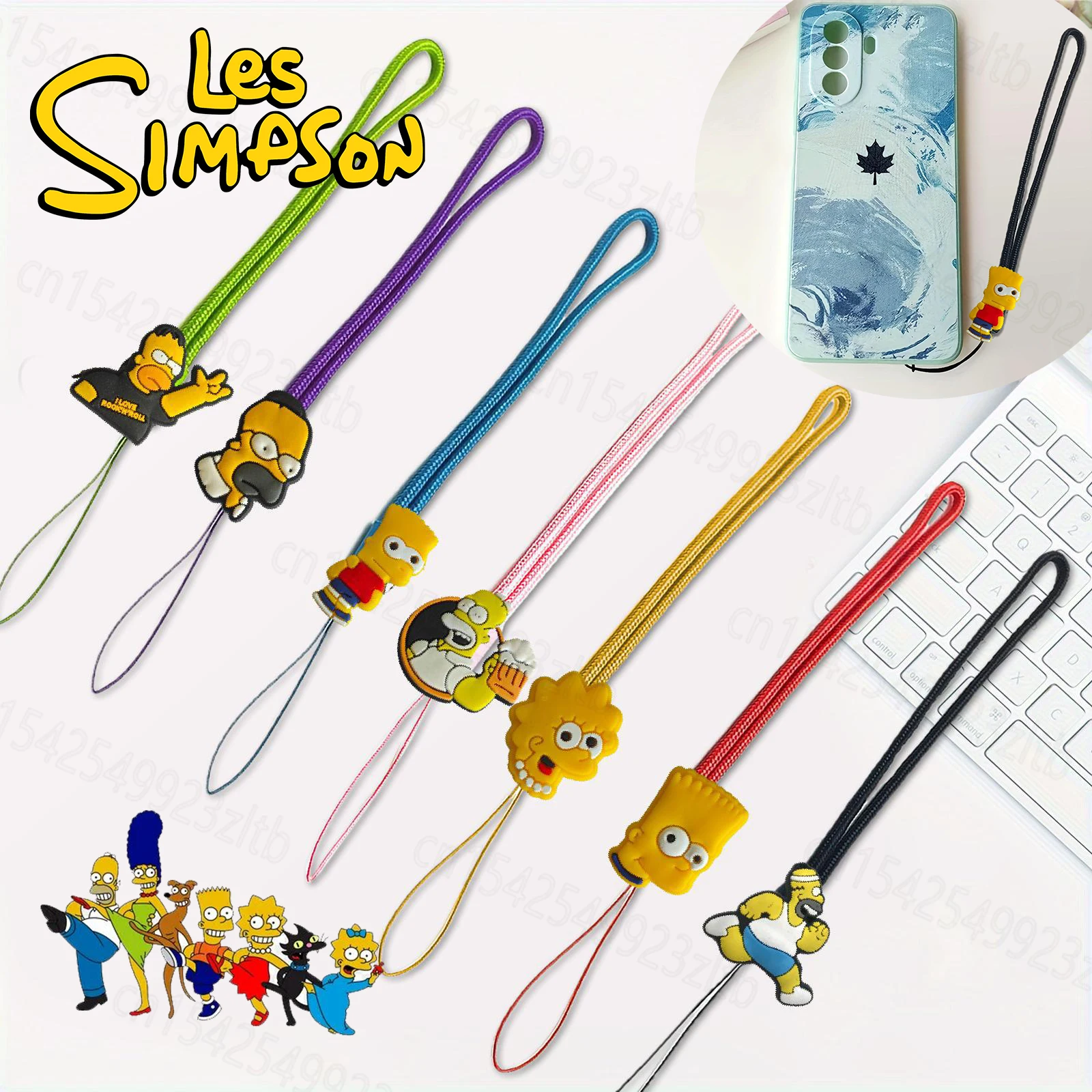 Disney The Simpsons Hanging Neck Mobile Phone Lanyard String Hand Wrist Strap Portable Anti-lost Necklace Rope Straps