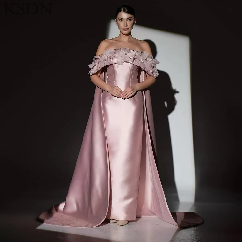 

KSDN Роскошные атласные розовые вечерние платья Формальные платья без рукавов с часовней и шлейфом Красивые женские платья на заказ Vestidos