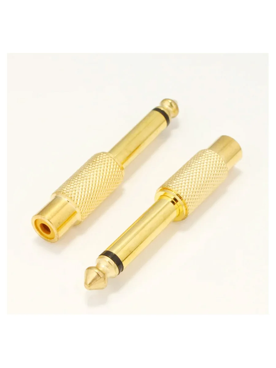 

New Mono 6.35mm Gold Anodized 1/4" to RCA Adapter Plug,RT