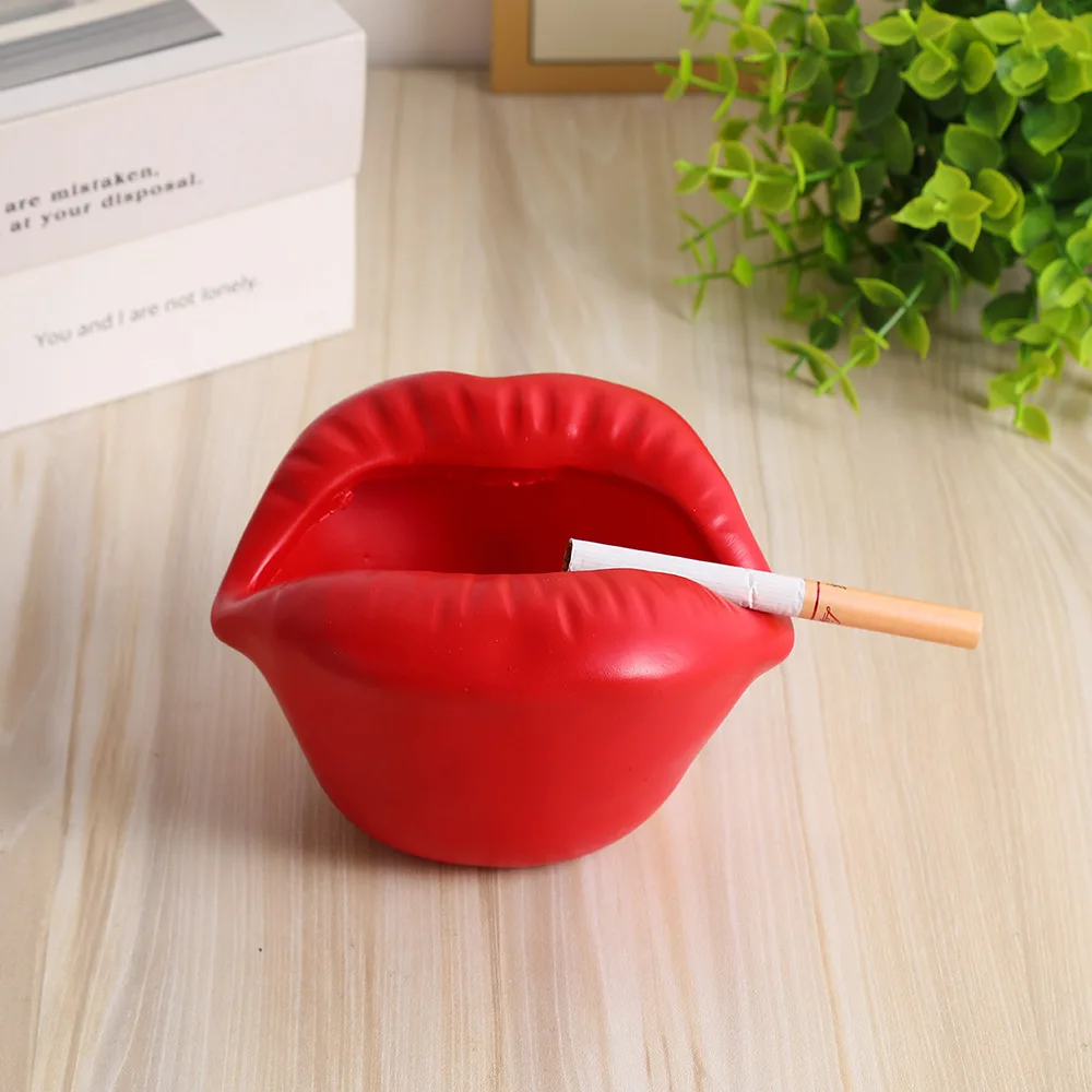 

New Red Lip Resin Ashtray Creative Personalized Cigarette Box Ashtray Home Living Room Office Ornament