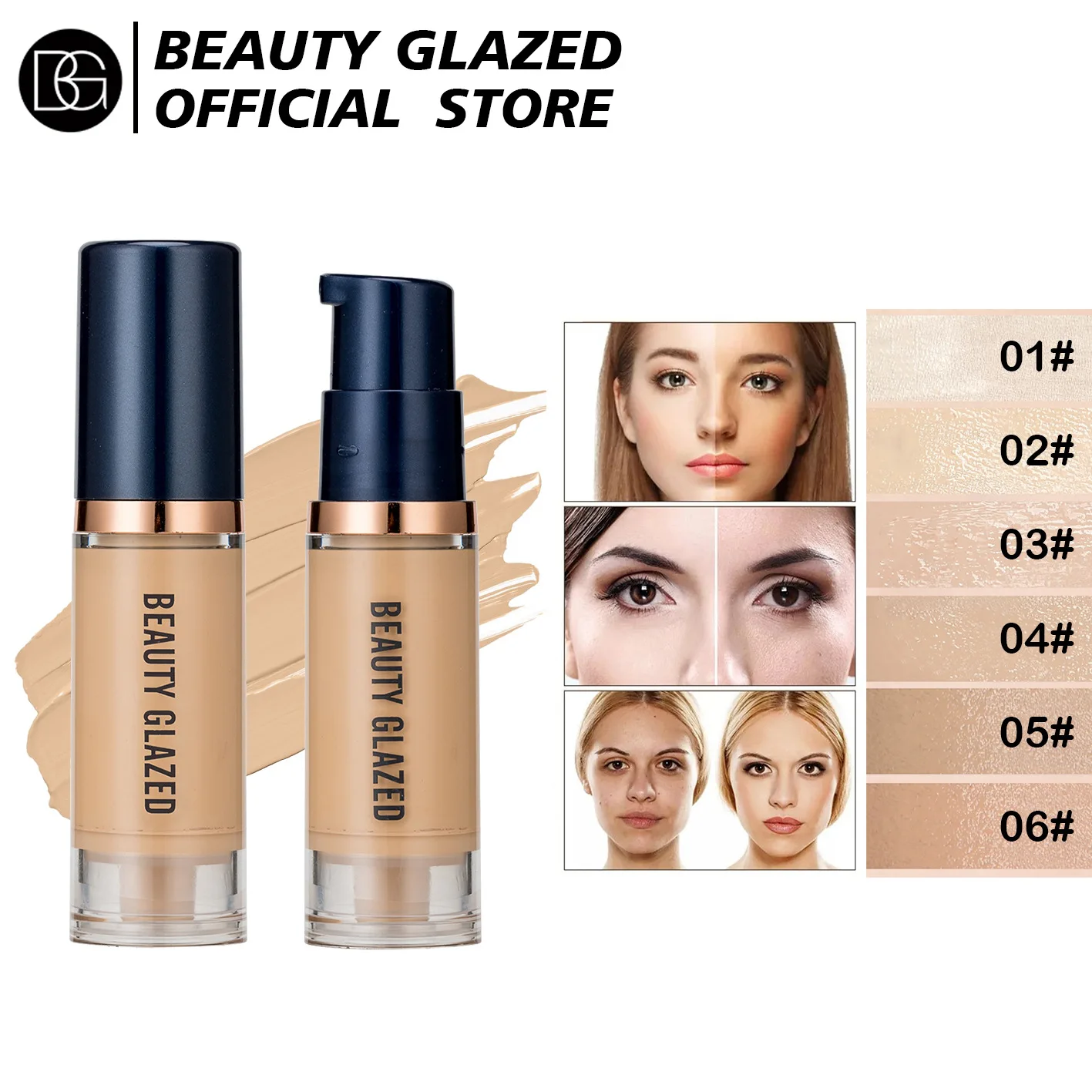 BEAUTY GLAZED 6 color glazed powder base partially covered the glazed primer, which was naturally delicate and glazed