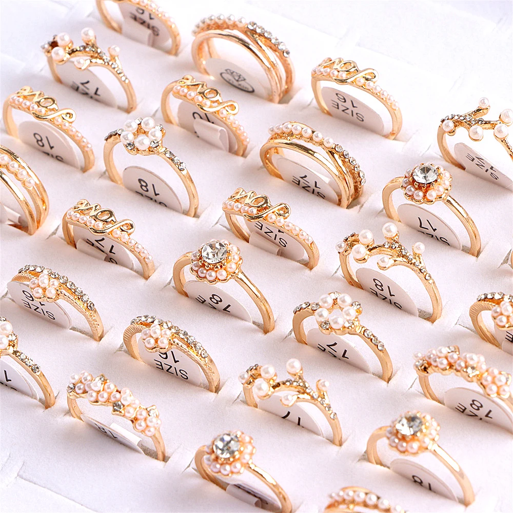 10Pcs/Lot Fashion Heart Love Micro-inlaid Colorful Crystal Finger Ring Jewelry For Women Mix Style Wedding Engagement Party Gift