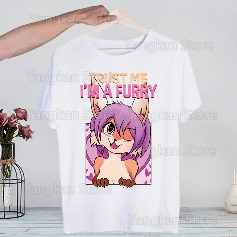 Meme Funny Fur Furry Cute T-Shirt Men Unisex Anime Cartoon Design Men Tee Shirt Homme Summer Tops Short Sleeve Vintage Style