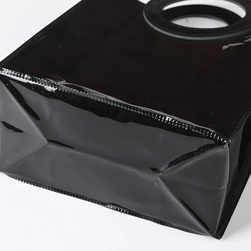 10 Pcs PVC Black Gift Bag with Handle Luxury Wedding Box Accessory Birthday Shopping Packaging Bags Surprise Present Party