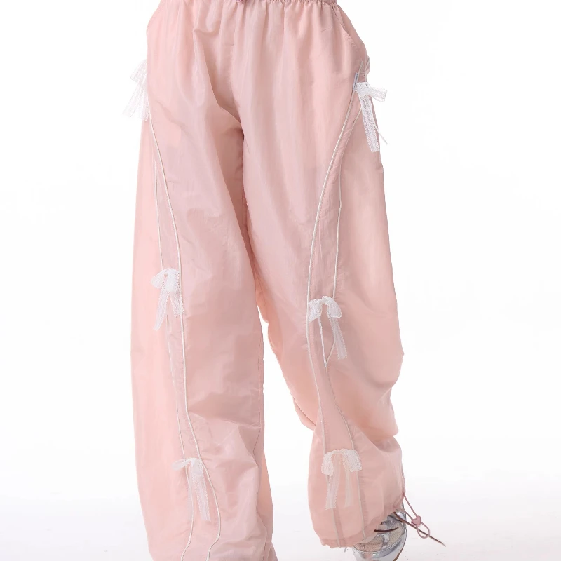 Nuevos pantalones de mujer de diseño Original, pantalones finos de verano 2025, pantalones con lazo de encaje atados en el pie, nuevos pantalones deportivos informales holgados y cómodos para mujer