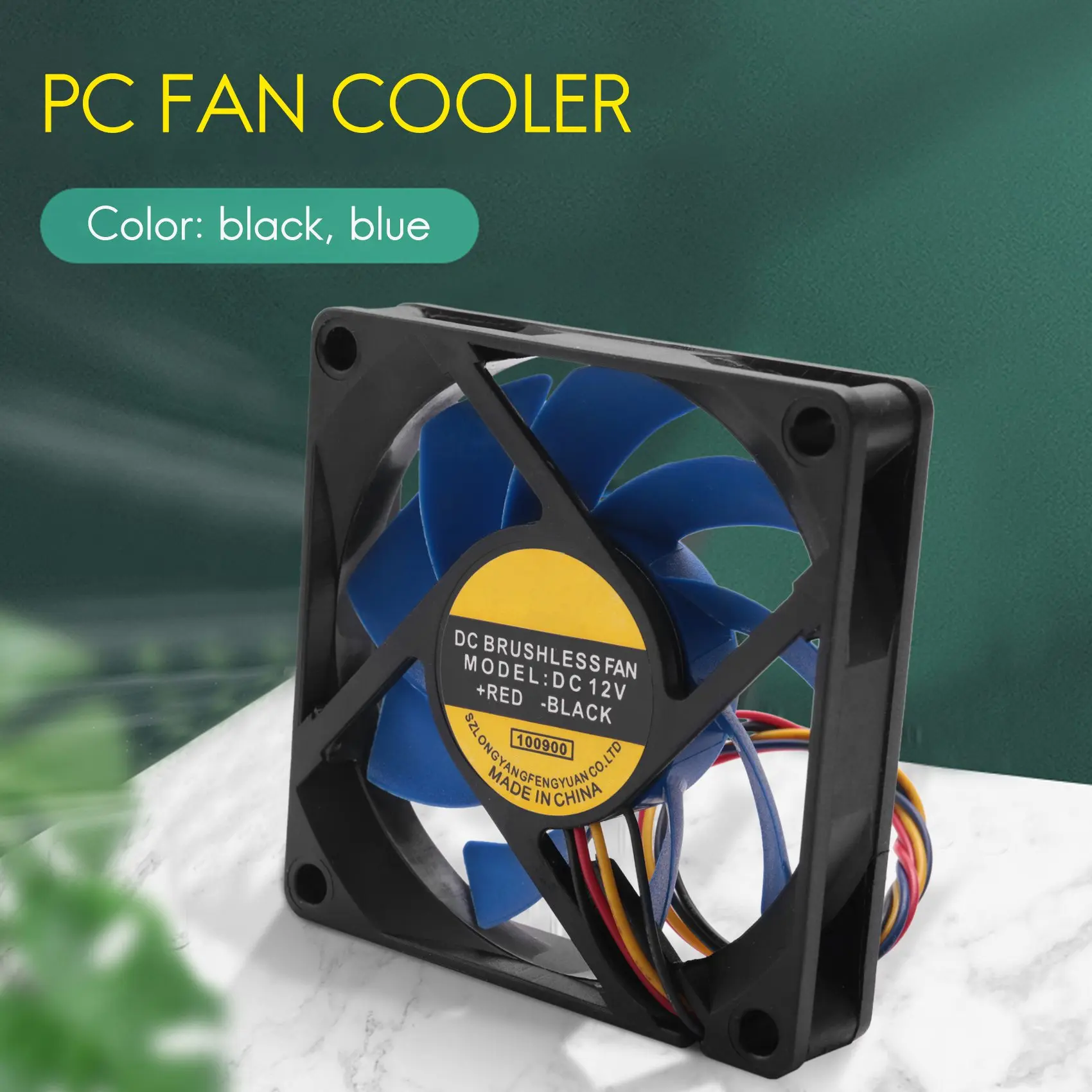 12V DC 32 70มม. 4-PIN เคสคอมพิวเตอร์ CFM PWM พัดลมพีซี CPU สีฟ้าและสีดำ