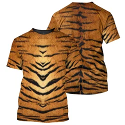 Tiger Leopard Zebra T-shirt For Men Cool Animal Skin Pattern Short Sleeves Summer Street Crew Neck T Shirt Loose Casual Tees