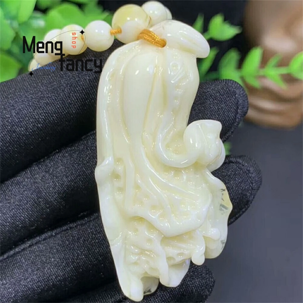 

White Flower Beeswax Cabbage Pendant, Men's And Women's Sweater Chain Necklace, Long Pendant Fashion Jewelry Exquisite Elegant
