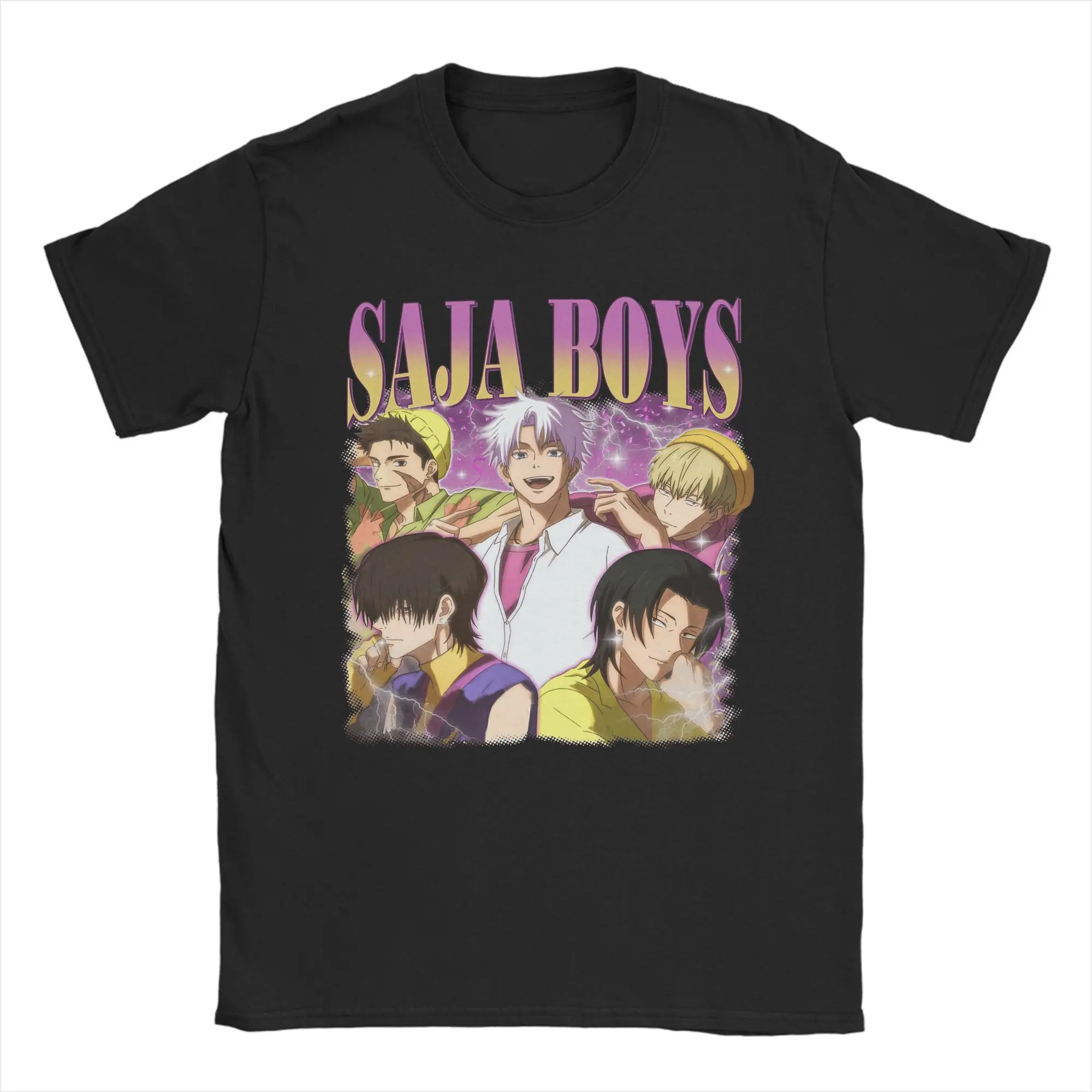 

Fun Saja Boys Anime Kpop Demon Hunters Manga T-Shirts Men Round Collar 100% Cotton T Shirts Short Sleeve Tees Graphic Clothes