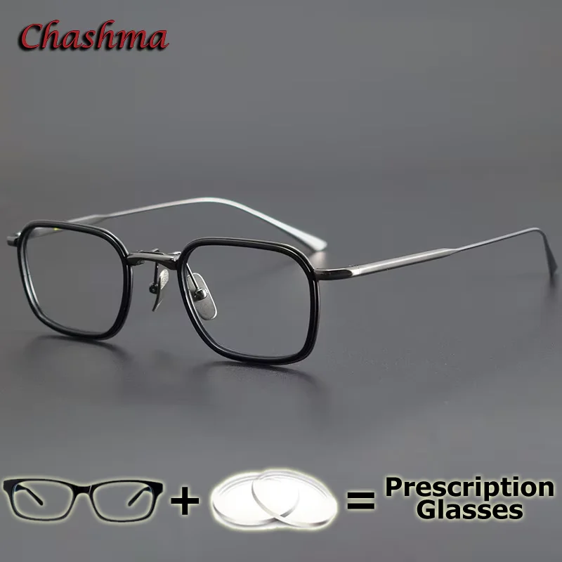 Chashma Prescription Glasses Pure Titanium Acetate Eyewear Anti Blue Myopia Presbyopia Lens Fashion Men Women Eyeglasses Frames - Image 3