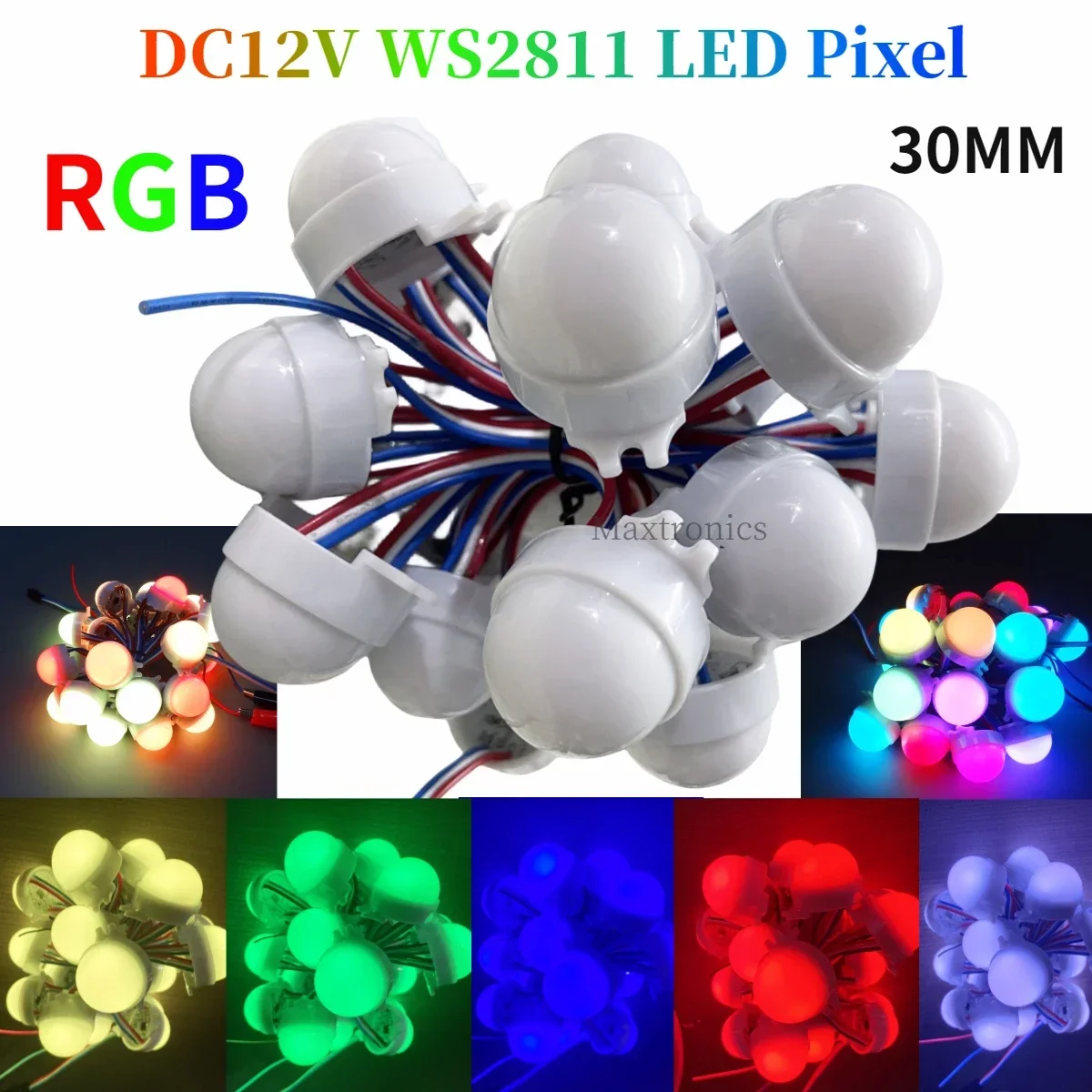 

Wholesale 100/200pcs DC12V WS2811 LED Modules 3leds 5050 RGB Dgital Led Pixel 30mm Diameter IP68 Waterproof D30 Ws2811 Led Lamps