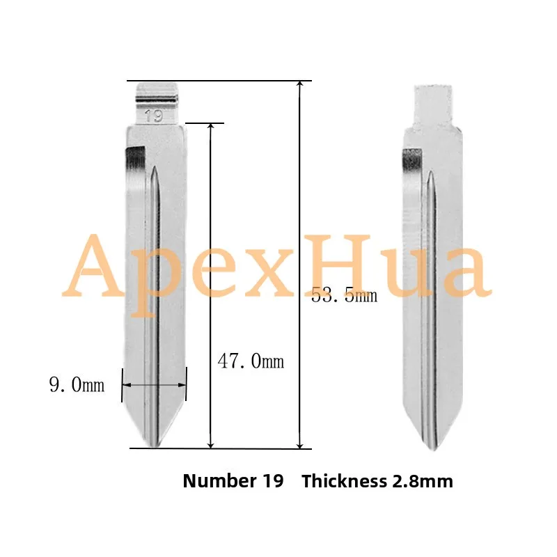 Middle slot No. 19 car key embryo is suitable for Ford series, Mercury, modified medium slot key blank replacement copper head
