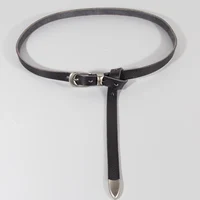 Cinturón decorativo anudado de sección delgada extendida para mujer, cinturón de falda delgada que combina con todo, cinturón vaquero de cuero genuino suave y estrecho para mujer