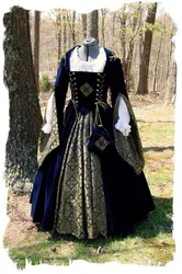 Medieval Anne Boleyn Style Blue Dress Queen Elizabeth Tudor Period Dress Victorian Versailles Dancing Ball Gown Custom Made