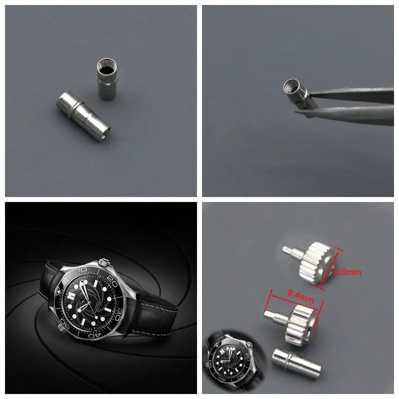 Watch Crown With Tube 6.0mm For OMG SEAMASTER 300 Watch Series Replacement Accessories Customized parts image 2